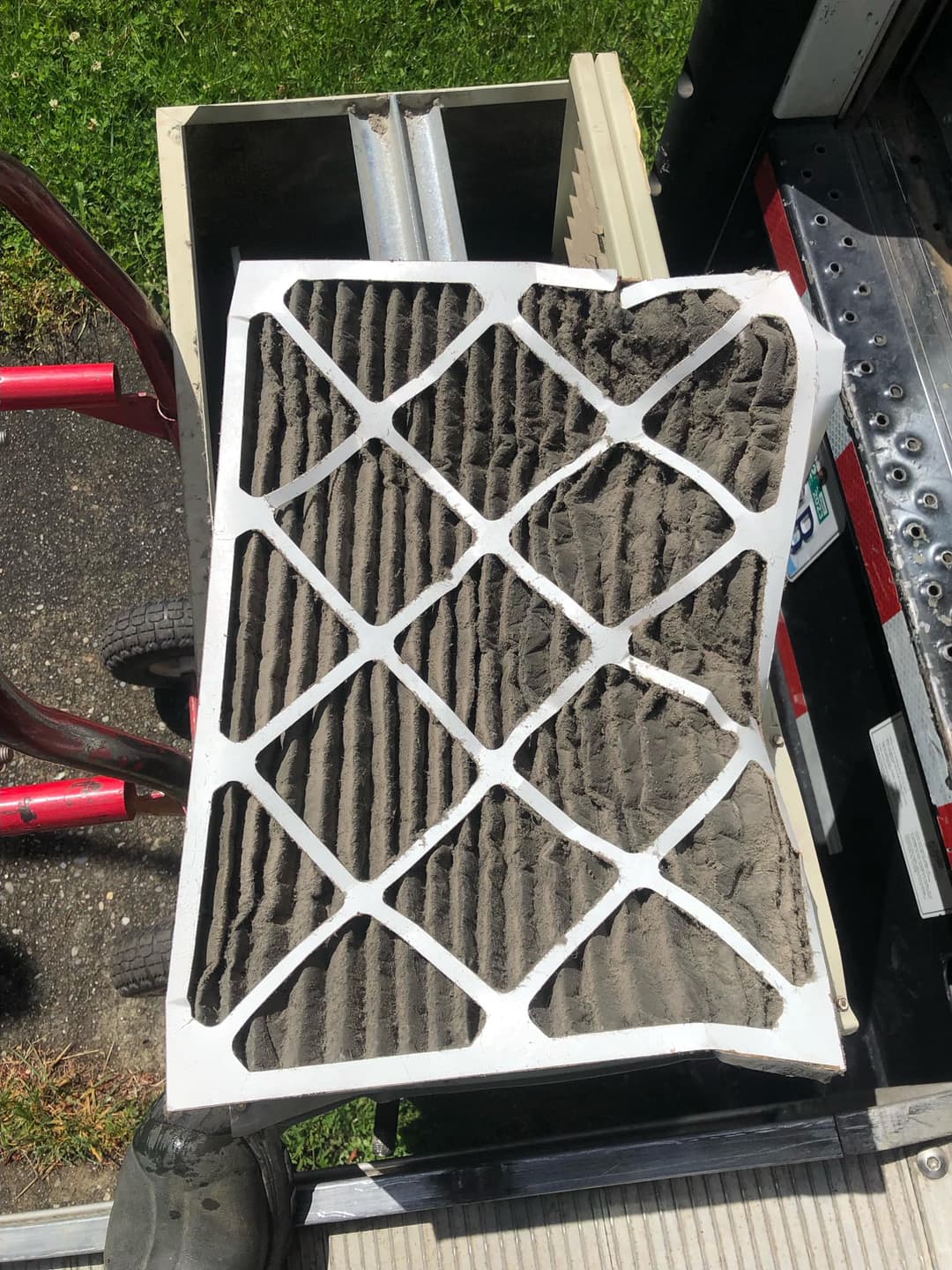 An old furnace filter